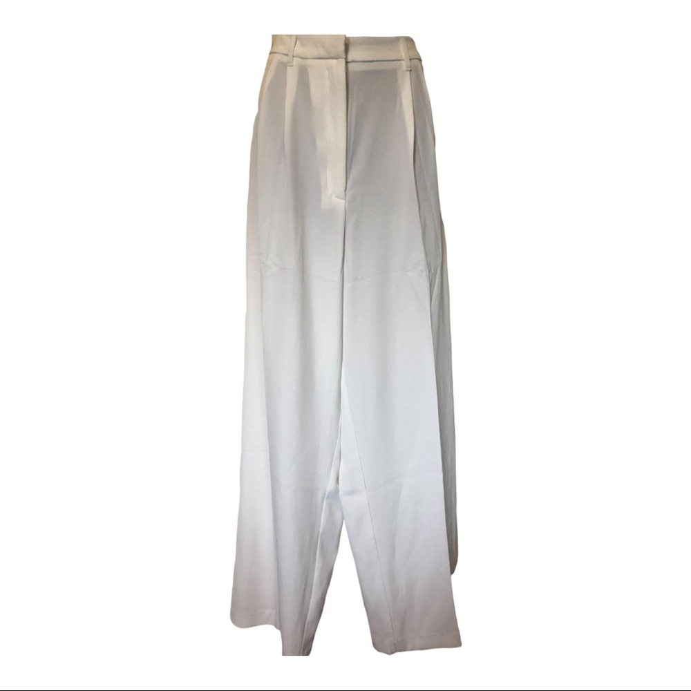 Off white ivory high waist hi-rise wide leg trouser slacks pants size Medium new
